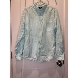 Vineyard Vines Shirt Men Green White Check Slim Fit Tucker Whale Button Down M